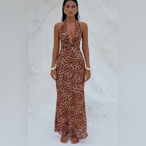 Runaway the Label TENAYA MAXI DRESS - LEOPARD PRINT Size: Small